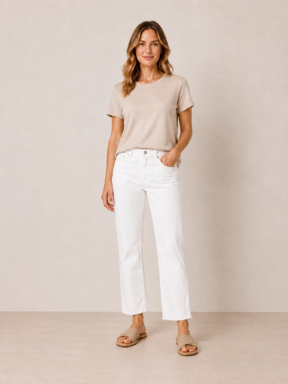 Eileen Fisher White Straight Ankle Jeans Frayed Hem – Women's Small (S/P) – NWT